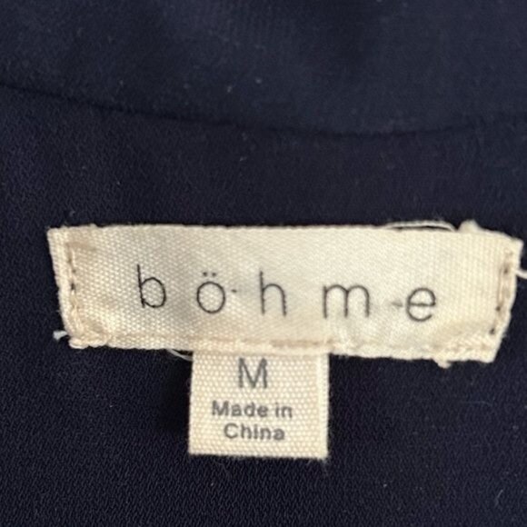 Bohme Navy Blue Collared Maxi Dress, Sz Medium - Picture 5 of 15